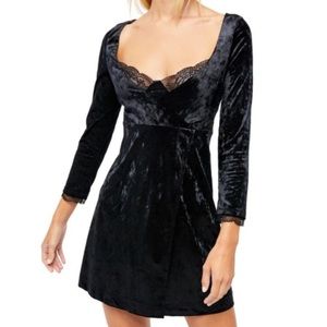 Free People Kat Velvet Mini Dress Black Medium